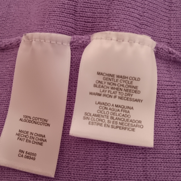 Evan-Picone Lavender Purple Ribbed Knit 100% Cotton Button Up Cardigan 1X - Picture 10 of 11